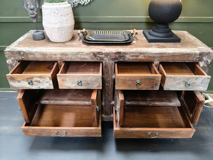 Salvaged Rustic Hardwood Sideboard w/ 6 Draws