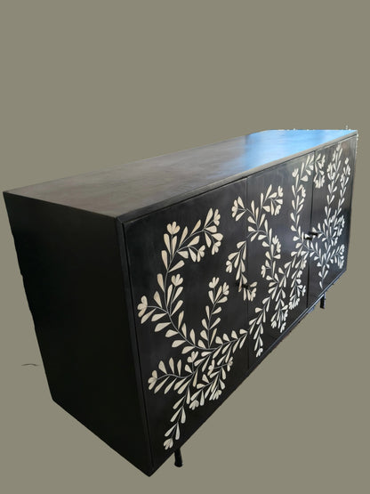Flora Black 3Dr Sideboard with Pearl Inlay