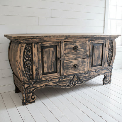 Balinese Carved Sideboard in rustic finish