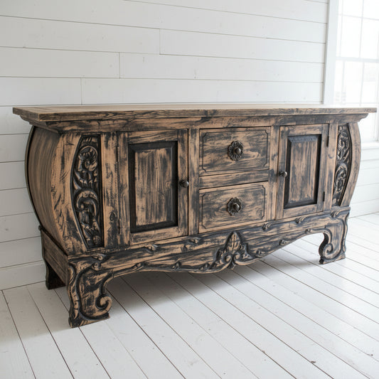 Balinese Carved Sideboard in rustic finish