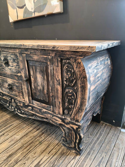 Balinese Carved Sideboard in rustic finish