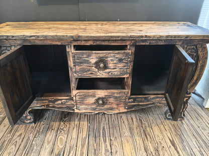 Balinese Carved Sideboard in rustic finish