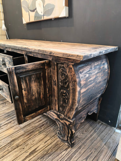 Balinese Carved Sideboard in rustic finish