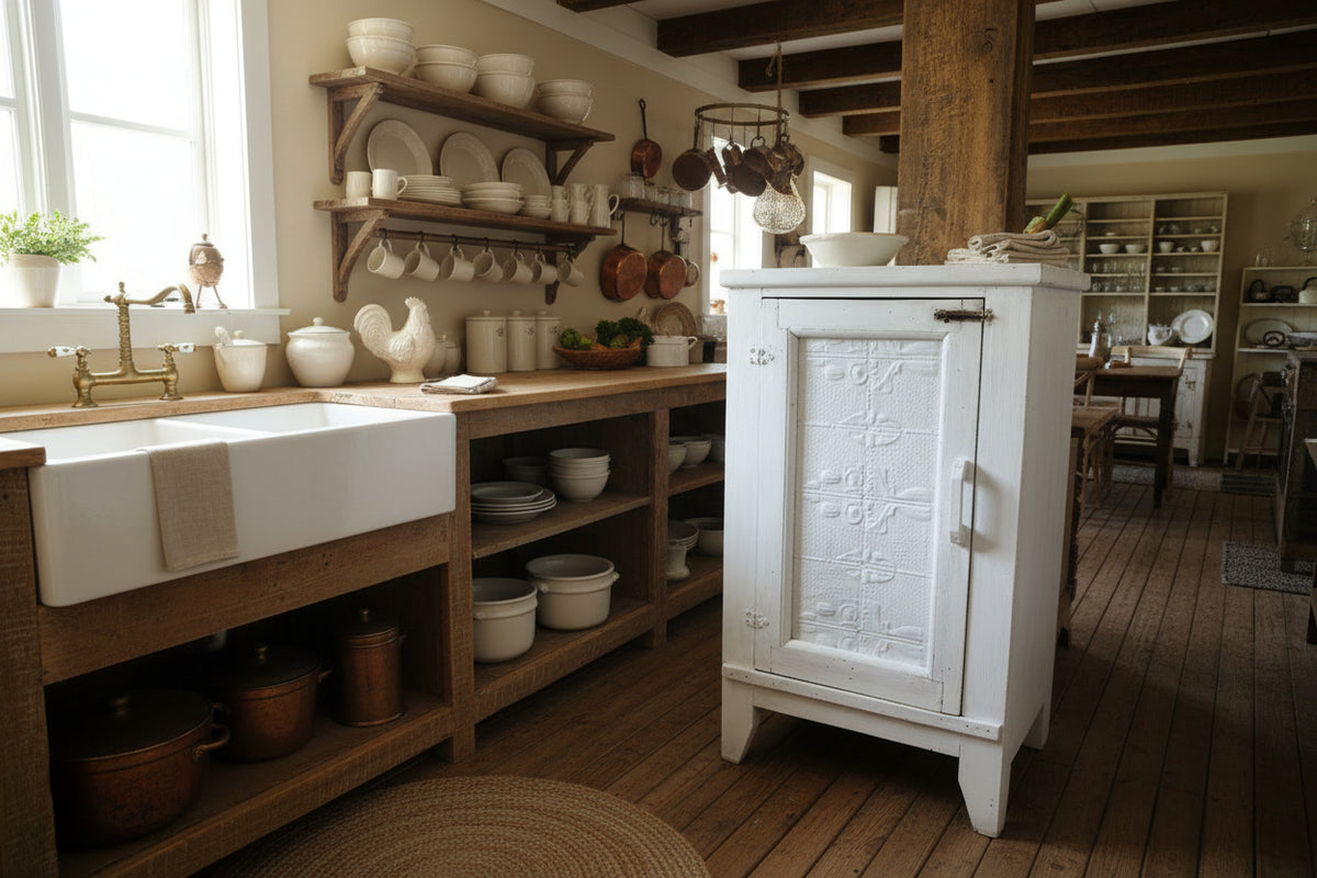 Early Australian Cupboard with pressed metal detail