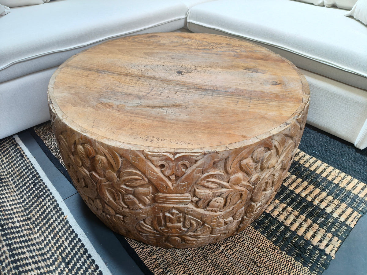 Balinese Teak Carved Round Coffee Table