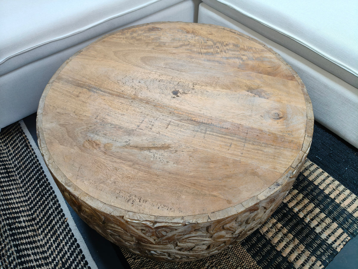 Balinese Teak Carved Round Coffee Table