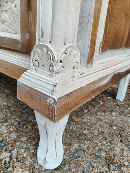 Indonesian Teak Carved Storage Cabinet
