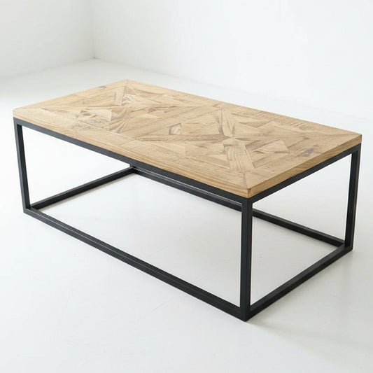 Rustic Pine Parquetry Top Coffee Table