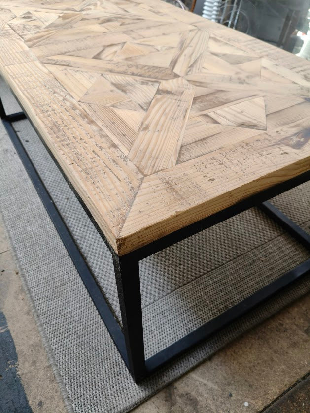 Rustic Pine Parquetry Top Coffee Table
