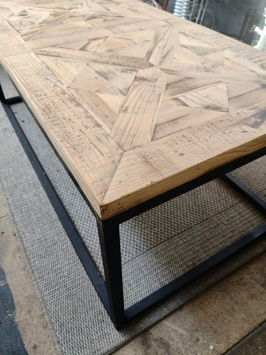 Rustic Pine Parquetry Top Coffee Table
