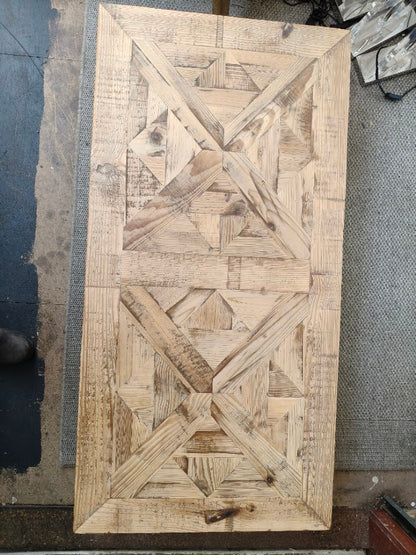 Rustic Pine Parquetry Top Coffee Table