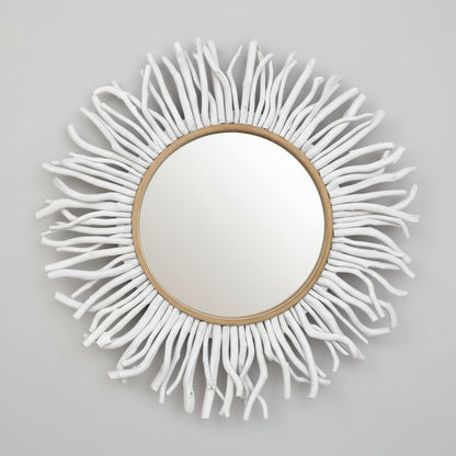 Driftwood Large Round Mirror in Rustic White 1200