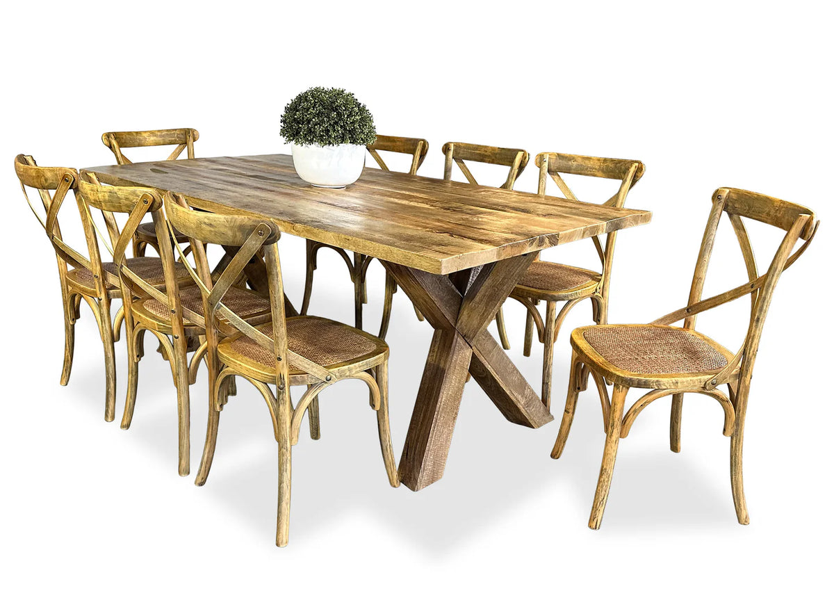 Cross Back Dining Chair - Rustic Mango Wood