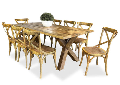 Cross Back Dining Chair - Rustic Mango Wood