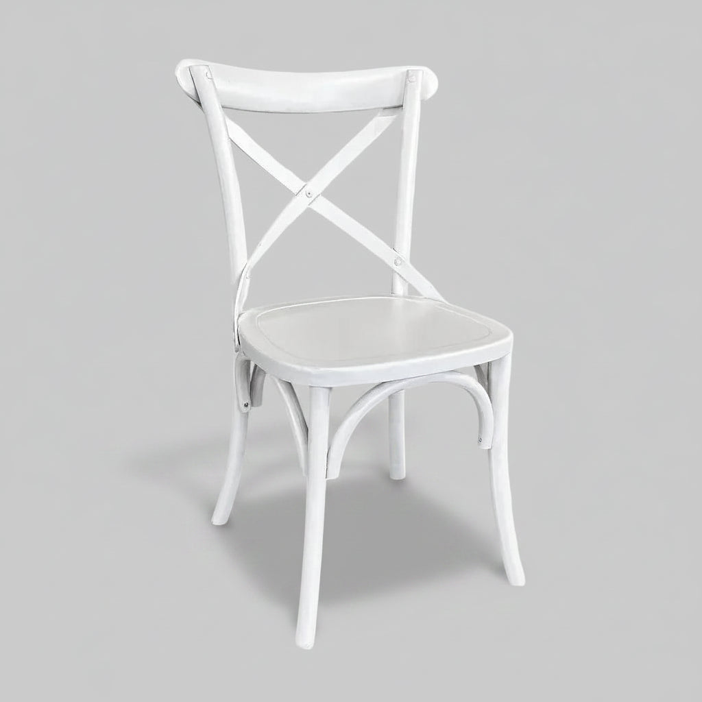 Cross Back Dining Chair - White - Timber Seat