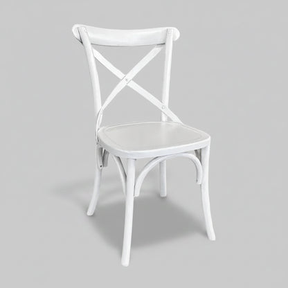Cross Back Dining Chair - White - Timber Seat