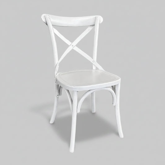 Cross Back Dining Chair - White - Timber Seat