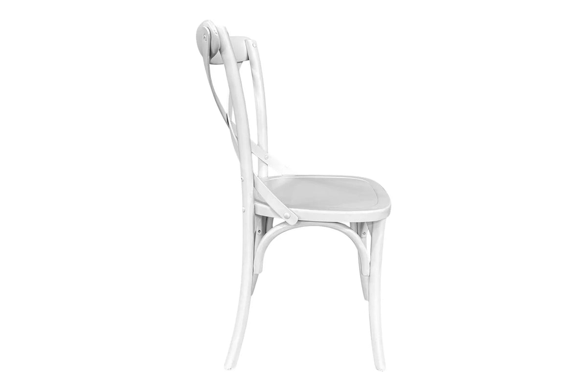 Cross Back Dining Chair - White - Timber Seat