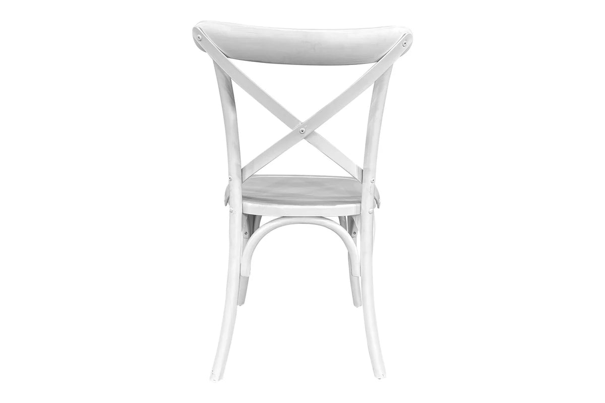 Cross Back Dining Chair - White - Timber Seat