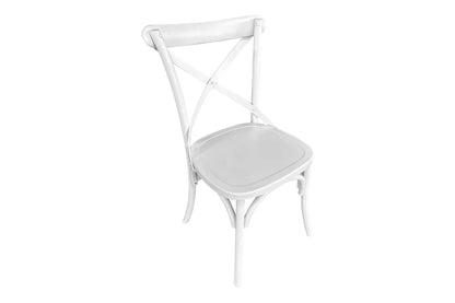 Cross Back Dining Chair - White - Timber Seat