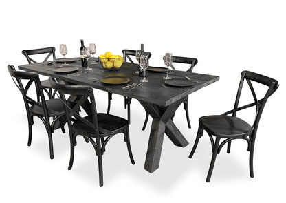 Cross Back Dining Chair - Black - Timber Seat