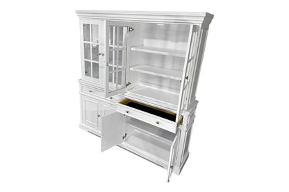 Westport White 4dr Glass Buffet + Hutch