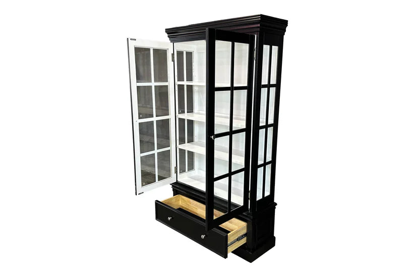 Blacksmith Display Cabinet Black with white interior