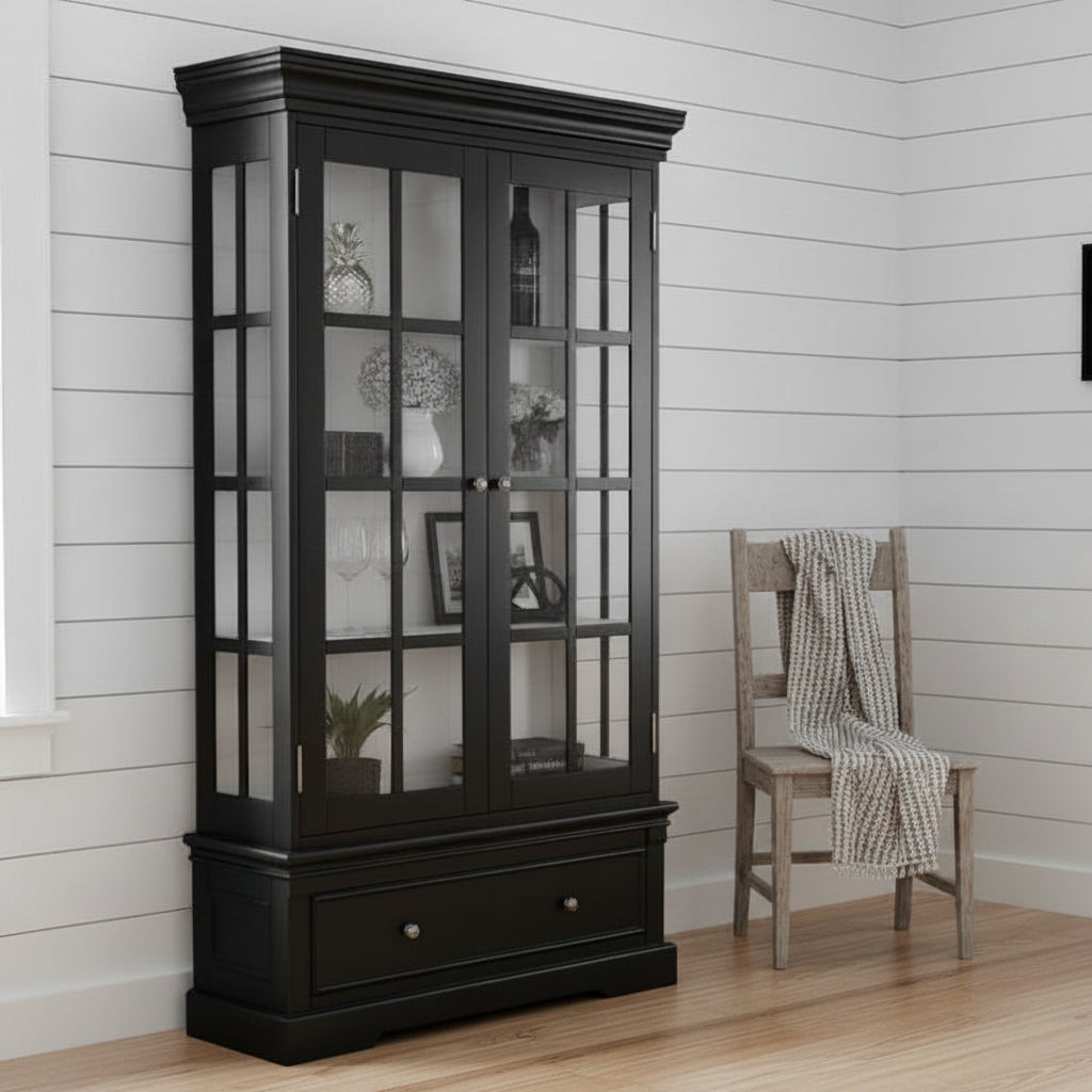 Blacksmith Display Cabinet Black with white interior