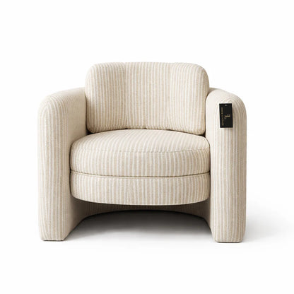 Jenson Curved Armchair in Striped Fabric