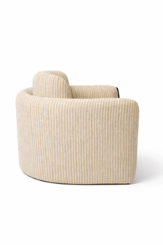 Jenson Curved Armchair in Striped Fabric