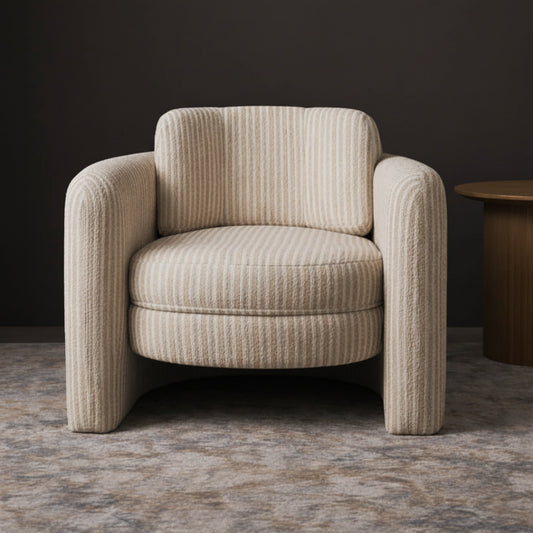 Jenson Curved Armchair in Striped Fabric