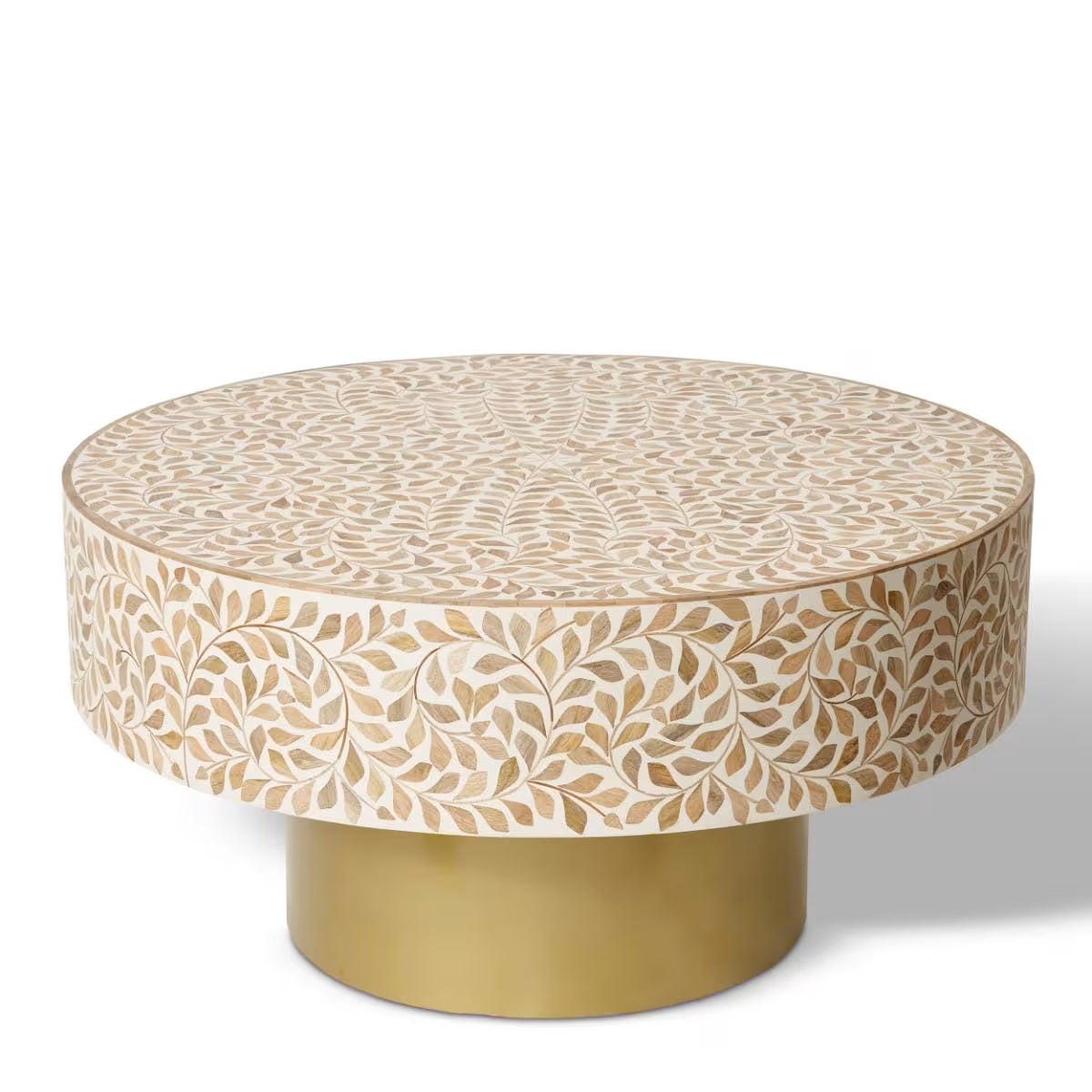 Kartik Bone Inlay Round Coffee Table - 90 x 90 x 45cm