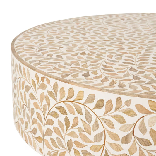 Kartik Bone Inlay Round Coffee Table - 90 x 90 x 45cm