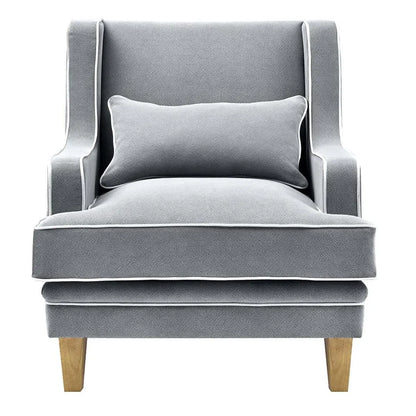 Kiama Armchair Grey W/White Piping