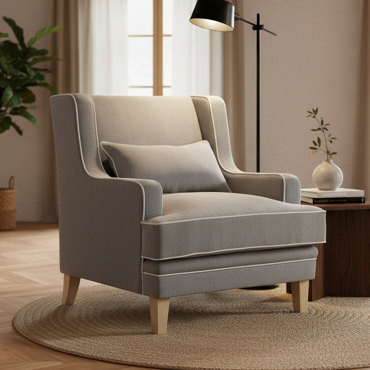 Kiama Armchair Grey W/White Piping