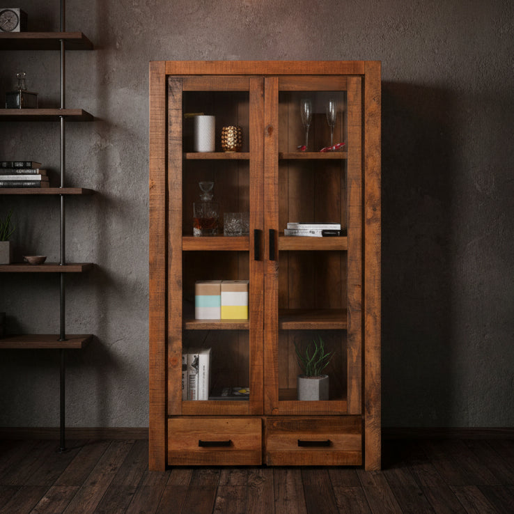 Loft Solid Pine Display Cabinet - Large