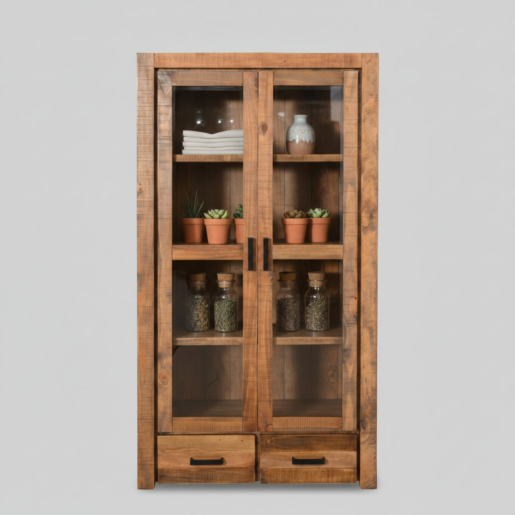 Loft Solid Pine Display Cabinet - Large