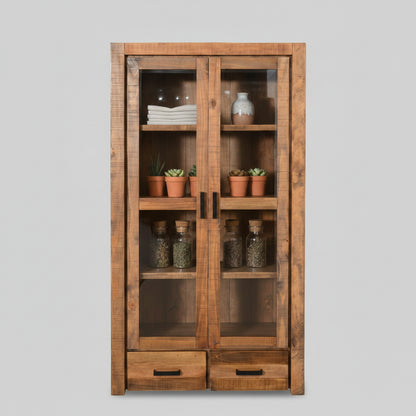 Loft Solid Pine Display Cabinet - Large