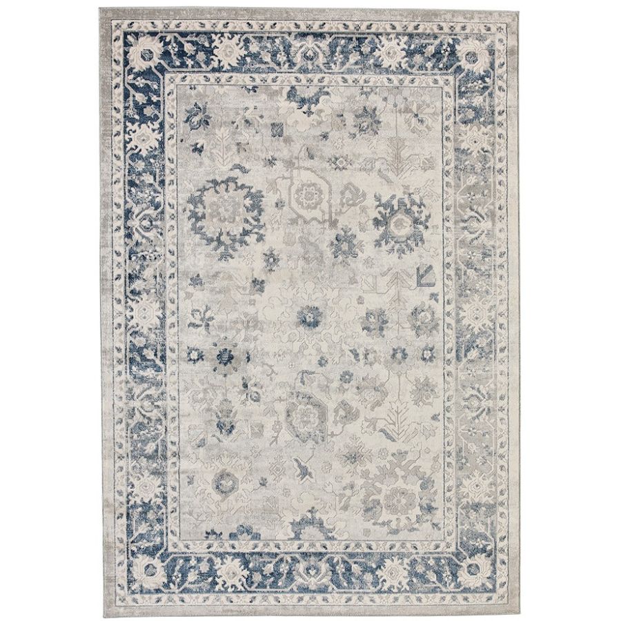 Lupin Navy and White Traditional Distressed Rug