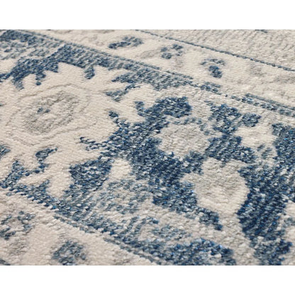 Lupin Navy and White Traditional Distressed Rug