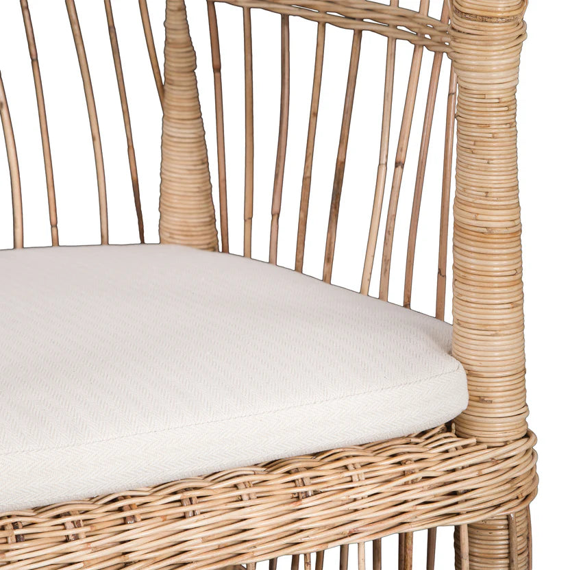 Handcrafted Songa natural rattan and wood Armchair