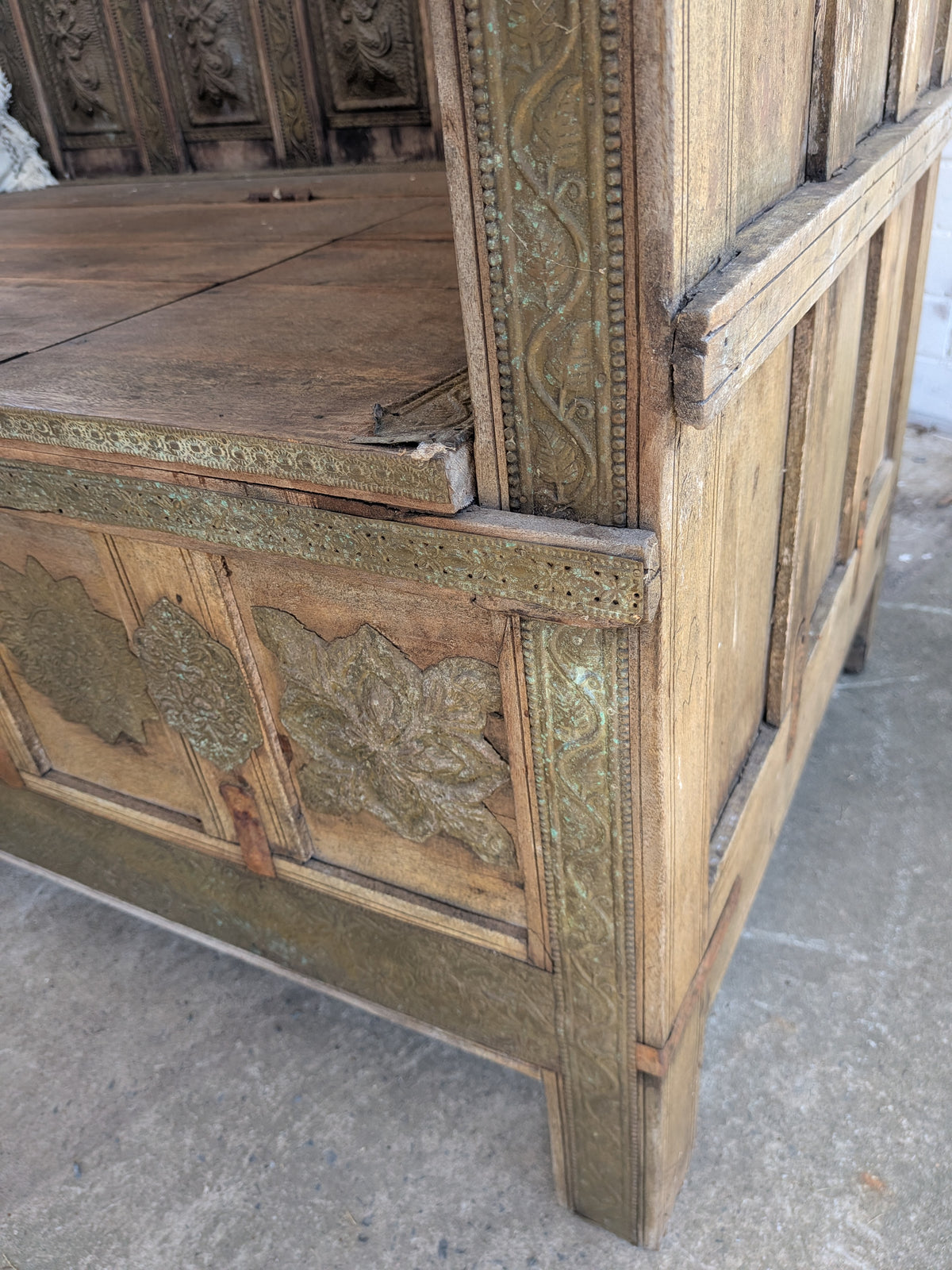 Antique Indian Love Seat with metal detail