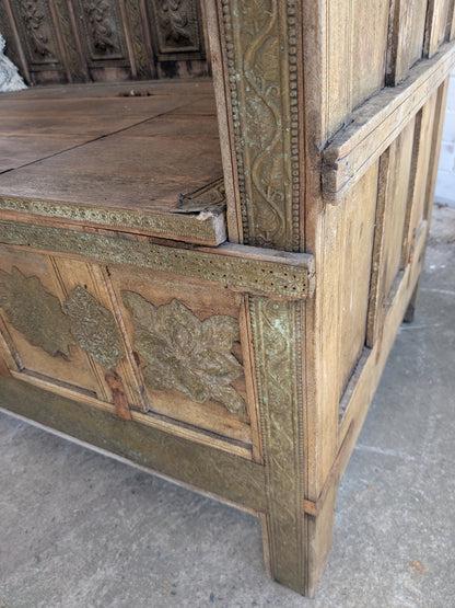 Antique Indian Love Seat with metal detail