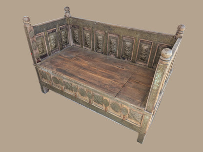 Antique Indian Love Seat with metal detail