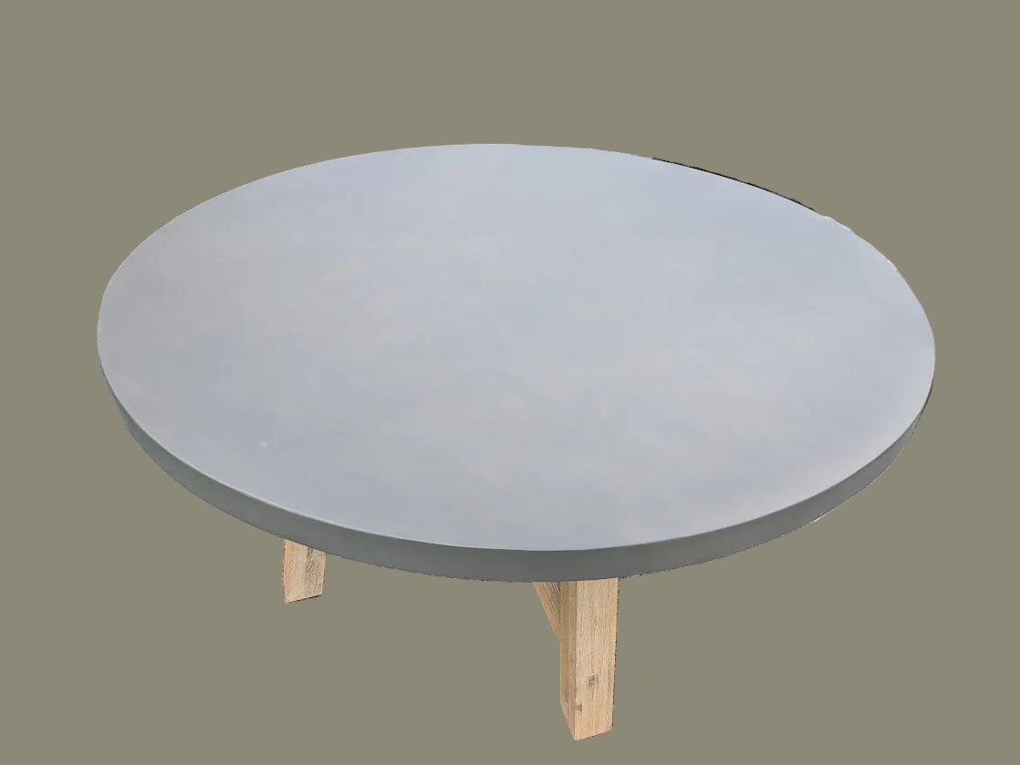 Casi Concrete 1500 round Dining Table with Acacia Base