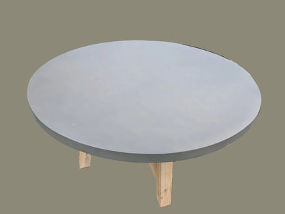 Casi Concrete 1500 round Dining Table with Acacia Base