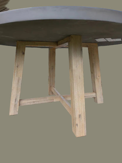 Casi Concrete 1500 round Dining Table with Acacia Base