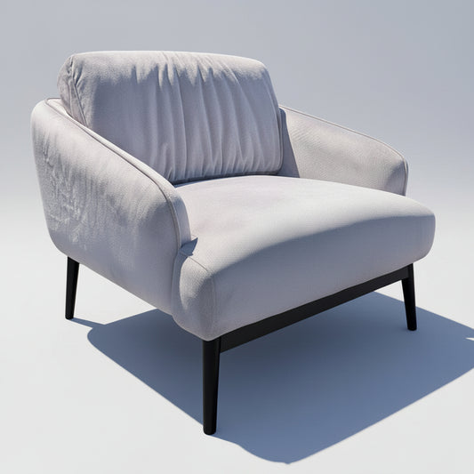 Soli Armchair in Grey Velvet with Timber Base