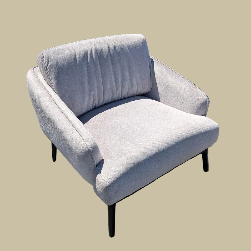 Soli Armchair in Grey Velvet with Timber Base