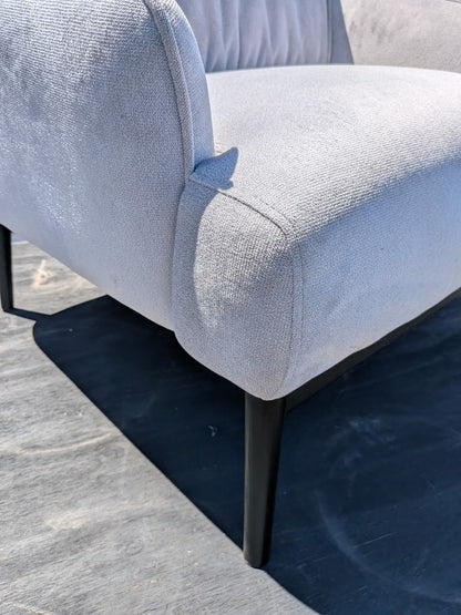 Soli Armchair in Grey Velvet with Timber Base